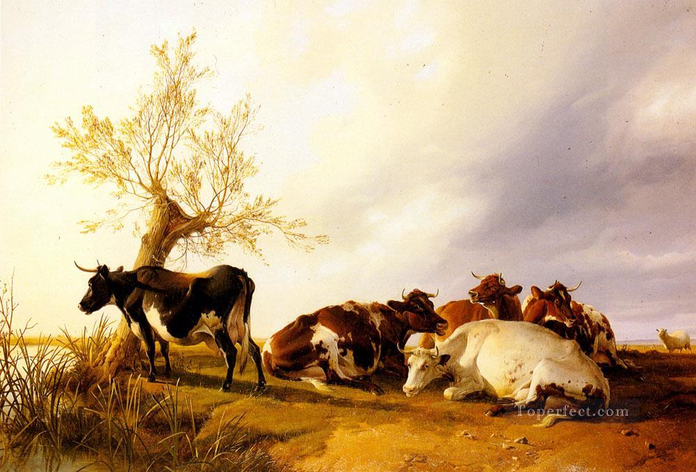 Dairy Cows Resting farm animals cattle Thomas Sidney Cooper Oil Paintings